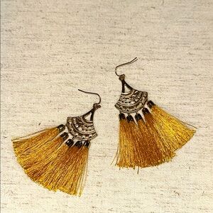 Gold tassel yellow earrings